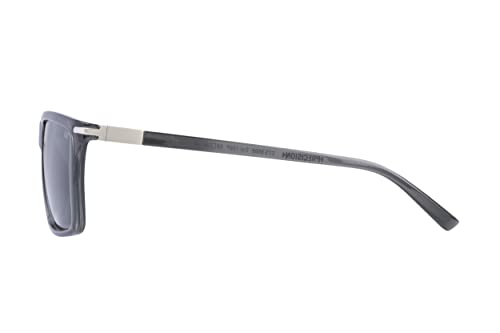 Caterpillar Precision 8509 Men's Polarized Square Sunglasses, Gloss Grey Opaque Crystal, 58 mm