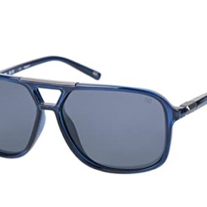 Caterpillar Precision 8505 Men's Polarized Aviator Sunglasses, Gloss Navy/Crystal, 58 mm