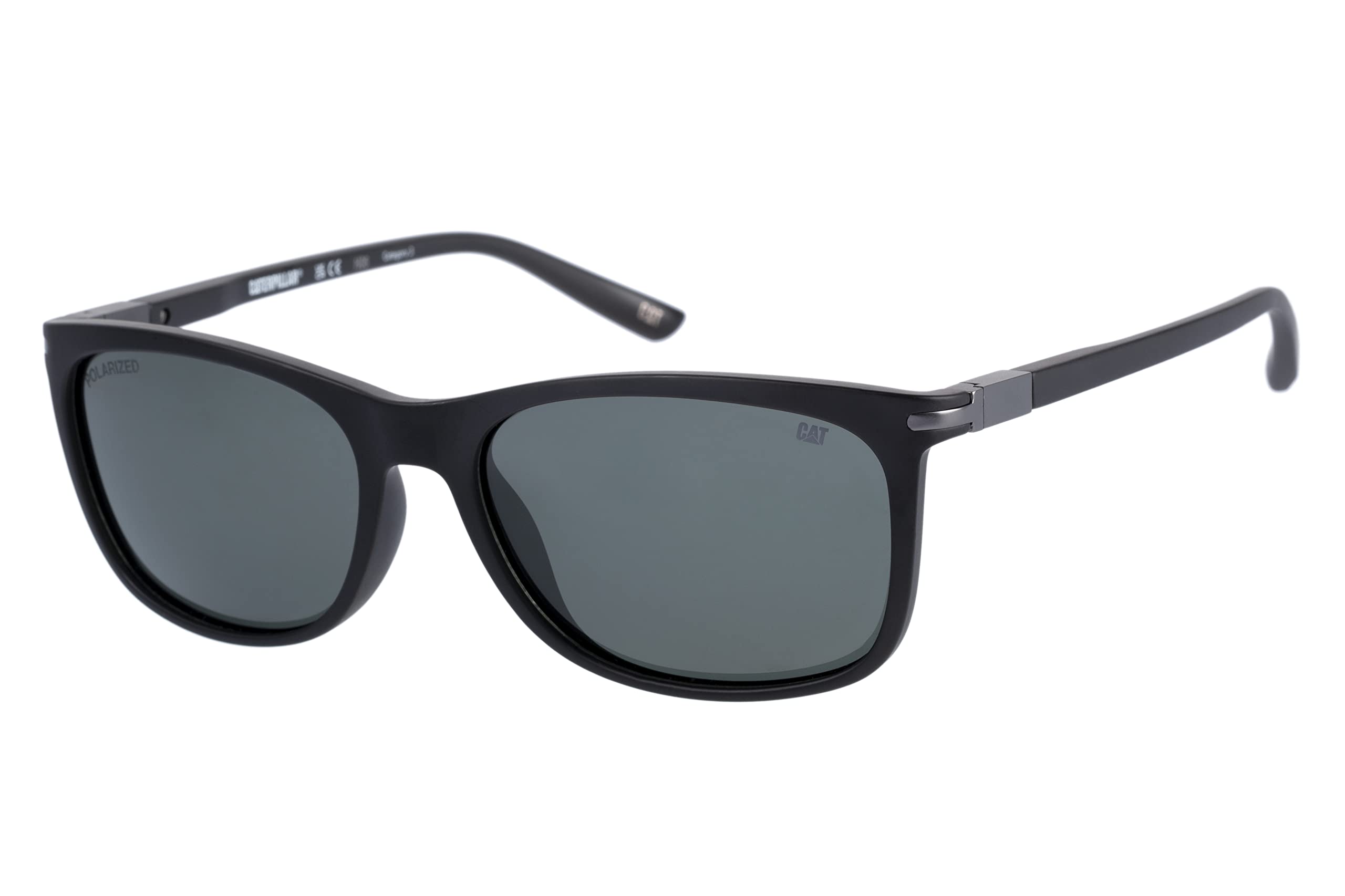 Caterpillar Precision 8510 Men's Polarized Square Sunglasses, Matte Black, 57 mm