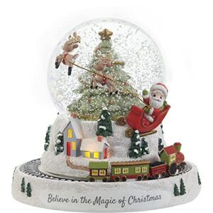 precious moments 221106 believe in the magic of christmas led musical rotating resin/glass snow globe