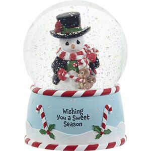 precious moments 221103 wishing you a sweet season annual snowman musical resin/glass snow globe