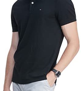 Tommy Hilfiger mens Short Sleeve Cotton Pique in Custom Fit Polo Shirt, Dark Sable, Large US