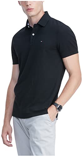 Tommy Hilfiger mens Short Sleeve Cotton Pique in Custom Fit Polo Shirt, Dark Sable, Large US