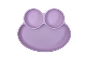 abiie octopod frog silicone plates with suction - spill proof, easy to clean - bpa-free bowl - suction plates for baby and toddler - training & feeding divided grip dish (pink lavender)