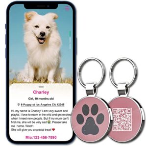 MYLUCKYTAG QR Code Pet ID Tags Dog Tags - Pet Online Profile - Scan QR Receive Instant Pet Location Alert Email