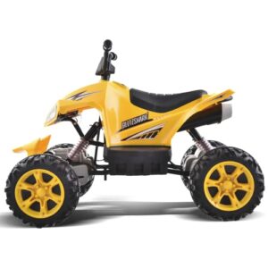 Blitzshark 24V Kids Ride on ATV 4WD Quad 4x75W Powerful 4-Wheeler Electric Vehicle, with 6MPH Fast Speed, 10AH Large Battery, Soft Brake, Full Metal Suspensions & Protective Gear, Lighting Rider