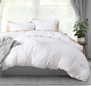 utopia bedding duvet cover full size set with 2 pillow shams, 3 pieces comforter cover with zipper closure, ultra soft brushed microfiber, 80 x 90 inches (white)