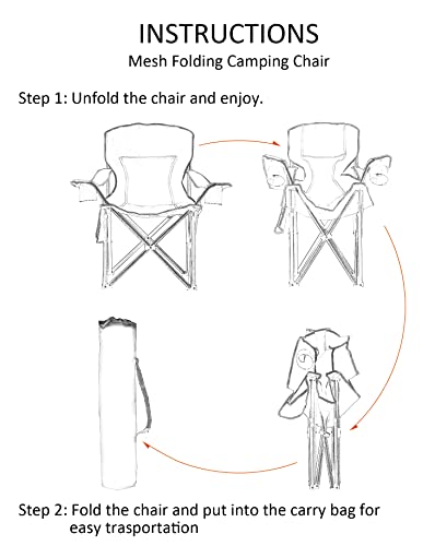 VOYSIGN Mesh Folding Camping Chairs for Adults, Oversized Portable Outdoor Chairs, Weight Capacity 325 lbs with Cup Holder, Storage Pocket, Carry Bag