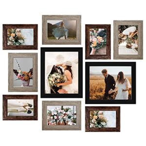 luckylife picture frame set 10-pack, gallery wall frame collage with 8x10 5x7 4x6 frames in 3 different finishes