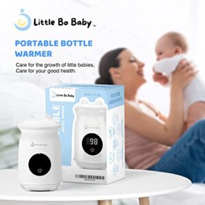 Little Bo Baby Portable Bottle Warmer, Travel Bottle Warmer for Breastmilk and Formula Bottle Warmer Digital Display Perfect Temperature Wireless BPA Free