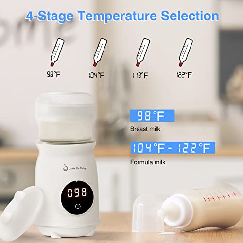 Little Bo Baby Portable Bottle Warmer, Travel Bottle Warmer for Breastmilk and Formula Bottle Warmer Digital Display Perfect Temperature Wireless BPA Free