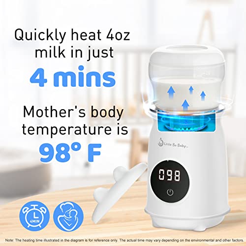 Little Bo Baby Portable Bottle Warmer, Travel Bottle Warmer for Breastmilk and Formula Bottle Warmer Digital Display Perfect Temperature Wireless BPA Free