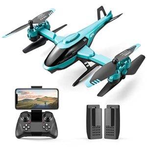 4drc v10 drone with 1080p hd camera for kids adults,helicopte mini foldable rc quadcopter wifi fpv live video for beginners,3d flips, gestures selfie, altitude hold, waypoint fly,one key start, 2 batteries