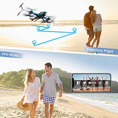 4DRC V10 Drone with 1080P HD Camera for Kids Adults,Helicopte Mini Foldable RC Quadcopter WIFI FPV Live Video for beginners,3D Flips, Gestures Selfie, Altitude Hold, Waypoint Fly,One Key Start, 2 Batteries