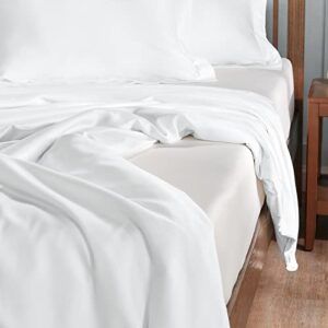 CozyLux 100% Organic Bamboo-Rayon Duvet Cover Queen Set Size Silky White 3PCS 300TC Luxury Comforter Cover 90" x 90", Oeko-Tex Cooling Duvet Covers with Zipper Closure and Corner Ties