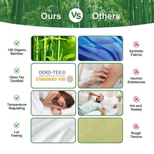 CozyLux 100% Organic Bamboo-Rayon Duvet Cover Queen Set Size Silky White 3PCS 300TC Luxury Comforter Cover 90" x 90", Oeko-Tex Cooling Duvet Covers with Zipper Closure and Corner Ties