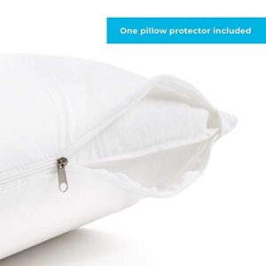 Linenspa Shredded Memory Foam 2 Pack Pillow, Standard, White 2 Count & Premium Smooth Waterproof Pillow Protector-Vinyl Free Waterproof Pillow Cover, Standard, White