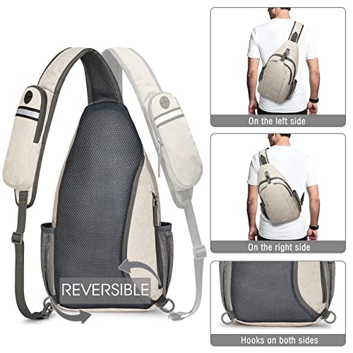 G4Free Sling Bag RFID Blocking Sling Backpack Crossbody Chest Bag Daypack for Hiking Travel(Ivory)