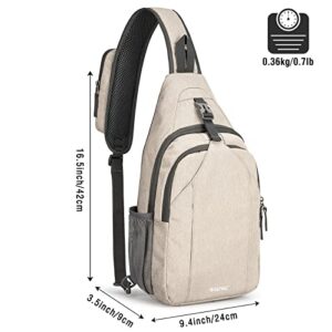 G4Free Sling Bag RFID Blocking Sling Backpack Crossbody Chest Bag Daypack for Hiking Travel(Ivory)
