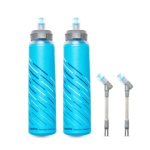 HydraPak UltraFlask Speed 500ml 2-Pack - Collapsible Soft Flask Water Bottle for Hydration Vests and Running Packs with Easy Open Cap (500 ml/17 oz), Malibu Blue