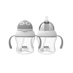 mum to mum leak-proof easy-drinking space robot straw cups 5oz for 6+ months, 2 pack, mm202a