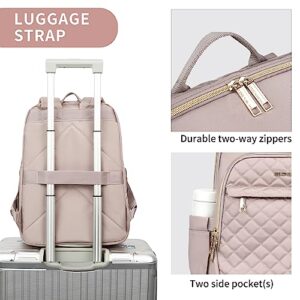 EMPSIGN 15.6 Inch Laptop Backpack,Stylish Waterproof Travel Bag,Business Work Backpack with USB Charging Port,Casual Daypack College Computer Backpack for Women Mauve