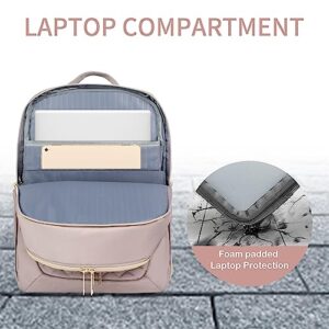 EMPSIGN 15.6 Inch Laptop Backpack,Stylish Waterproof Travel Bag,Business Work Backpack with USB Charging Port,Casual Daypack College Computer Backpack for Women Mauve