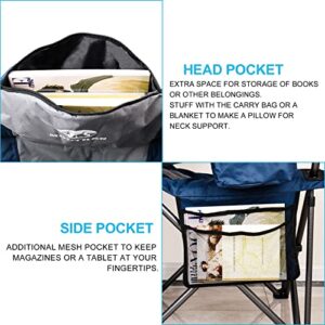 Mouthen Oversized Camping Chair with Lumbar Support, Outdoor Heavy Duty Folding Camp Arm Chair with Cooler Bag,Head and Side Pocket - 400 lbs Plus Weight Capacity