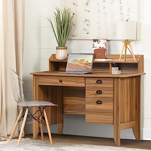 Computer Desk with Storage, Home Office Desk Vintage Desk with 4 Drawers & Hutch, Home Desk Computer Table Desk with Drawers for Bedroom, Farmhouse Desk, Rustic Oak