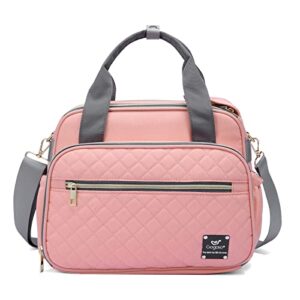 GOGOSO Diaper Bag Handbag for Woman Baby Girls with Insulated Pockets, Outdoor Parent Console All-in-One Baby Organizer, Gift Pink