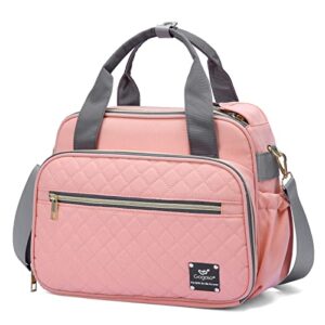 gogoso diaper bag handbag for woman baby girls with insulated pockets, outdoor parent console all-in-one baby organizer, gift pink