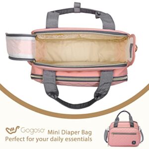 GOGOSO Diaper Bag Handbag for Woman Baby Girls with Insulated Pockets, Outdoor Parent Console All-in-One Baby Organizer, Gift Pink