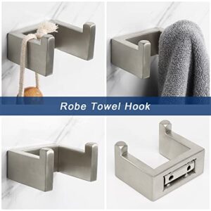 NearMoon 4 Pieces Bathroom Hardware Accessories Set 304 Stainless Steel- 24" Towel Rod+ Hand Towel Holder+ Toilet Paper Holder+ Robe Towel Hook Wall Mounted Modern Bath Towel Bar Set (Brushed Nickel)