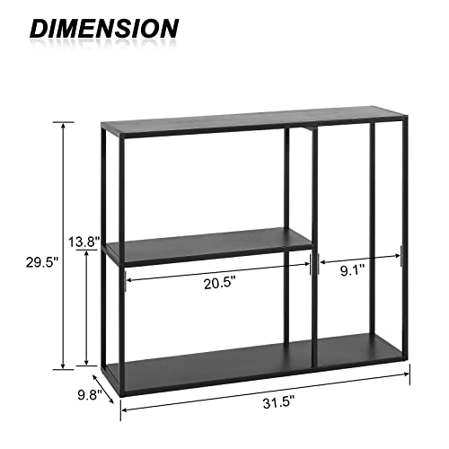 HDANI Console Table, Narrow Entryway Table, 3 Tier Metal Hallway Table, 9.8''Dx31.5''Wx29.7''H(Black)