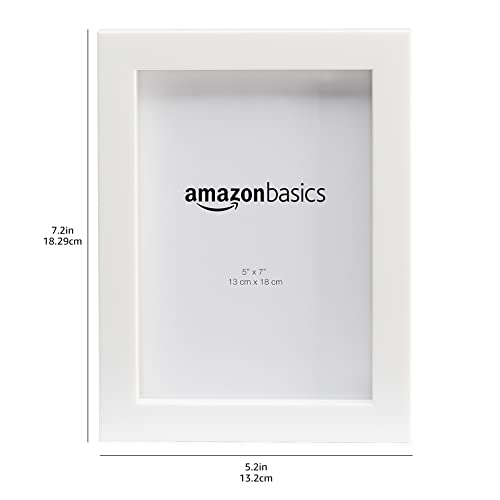 Amazon Basics Photo Picture Rectangular Frame, 5" x 7", White, Pack of 5