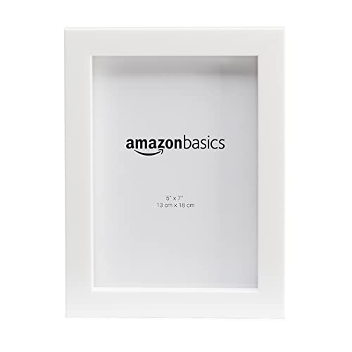 Amazon Basics Photo Picture Rectangular Frame, 5" x 7", White, Pack of 5