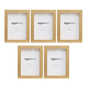 amazon basics rectangular photo picture frame, 5" x 7", pack of 5, gold, 6.2 x 8.2 inches