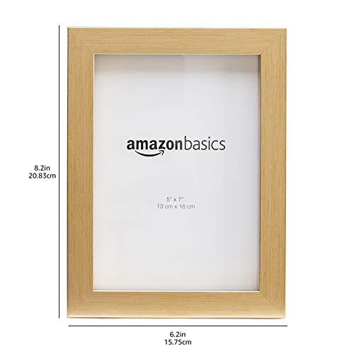 Amazon Basics Rectangular Photo Picture Frame, 5" x 7", Pack of 5, Gold, 6.2 x 8.2 inches