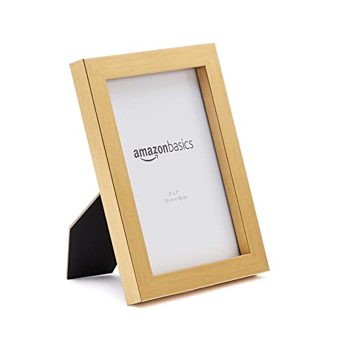 Amazon Basics Rectangular Photo Picture Frame, 5" x 7", Pack of 5, Gold, 6.2 x 8.2 inches