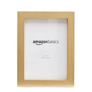 Amazon Basics Rectangular Photo Picture Frame, 5" x 7", Pack of 5, Gold, 6.2 x 8.2 inches