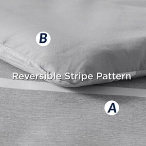 Bedsure Bed in a Bag Queen 7 Pieces, Grey White Striped Queen Bed Set Reversible, Cationic Dyeing Bedding Comforter Sets with Comforter, Sheets, Pillowcases & Shams