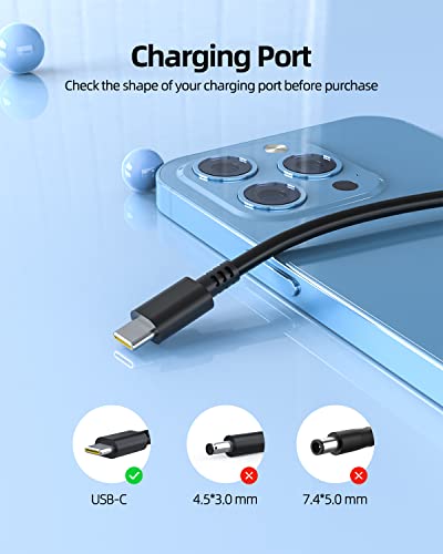 65W 45W Type C AC Charger Fit for Dell Inspiron 7620 5320 7420 7425 2-in-1 P161G P119F Laptop Power Supply Adapter Cord