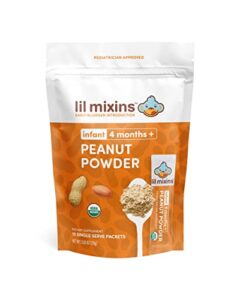 lil mixins early allergen introduction powder, peanut | baby stage 1-3, for infants & babies 4-12 mo., support healthy food tolerance | individual packets, 2 month supply