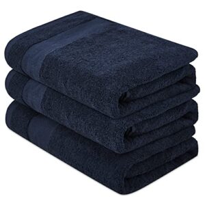 aten homeware luxury egyptian cotton bath towels extra large - 500 gsm 3 pieces of 26x54 inches bath sheets - highly absorbent and quick dry towel set - super soft towels for bathroom (navy)