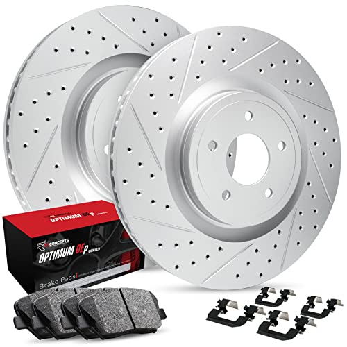 R1 Concepts Front Brakes and Rotors Kit |Front Brake Pads| Brake Rotors and Pads| Optimum OEp Brake Pads and Rotors |Hardware Kit |fits 1988-1989 Honda Civic, 1988-1989 Honda CRX