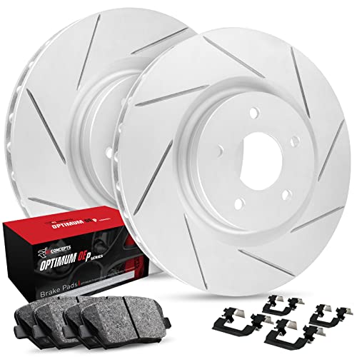 R1 Concepts Front Brakes and Rotors Kit |Front Brake Pads| Brake Rotors and Pads| Optimum OEp Brake Pads and Rotors |Hardware Kit |fits 1993-2003 Ford Probe, Mazda 626, MX-6, Protege, Protege5