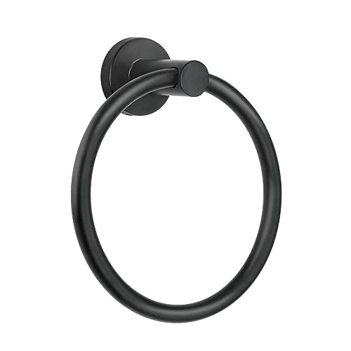 Black Towel Ring，Hand Towel Holder for Bathroom Wall Mounted，Bathroom Towel Holder,Bathroom Towel-Racks,Bathroom Hardware Simple Round Towel Hanger SUS 304 Stainless Steel (Black)