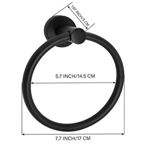 Black Towel Ring，Hand Towel Holder for Bathroom Wall Mounted，Bathroom Towel Holder,Bathroom Towel-Racks,Bathroom Hardware Simple Round Towel Hanger SUS 304 Stainless Steel (Black)