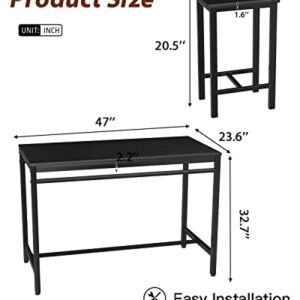 MIERES 4, Counter Height Table & Stools, Bar Chairs, Kitchen Dining Table Set for Breakfast Nook, Small Space Living Room, Black