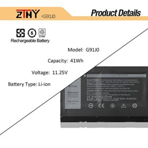 ZTHY 41Wh G91J0 Battery Replacement for Dell Latitude 3320 3330 3420 3520 Inspiron 3510 3511 3515 3520 3525 3530 5320 5330 5410 5415 5418 5518 5430 5435 7415 7420 2-in-1 Vostro 5620 5625 V6W33 TN70C